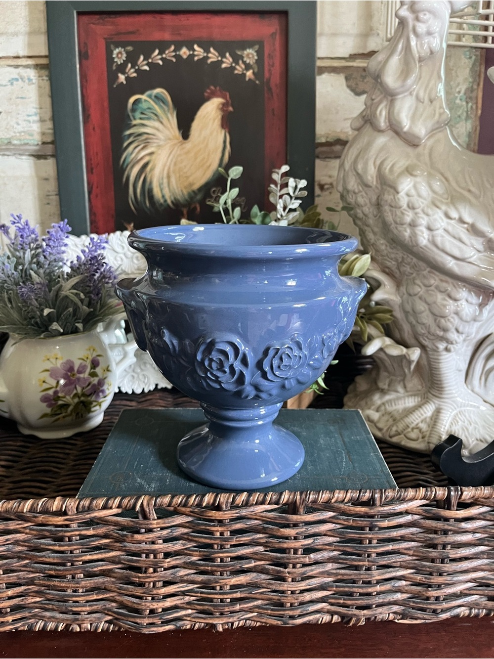Vintage Royal Haeger Pottery Steel Blue Glossy Ceramic Urn Vase